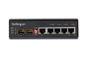 Switch - StarTech.com Industrial 5 Port Gigabit Ethernet Switch - 4 PoE RJ45 +2 SFP Slots 30W PoE+ 12-48VDC 10/100/1000 Rugged Power Over Ethernet LAN Switch -40C to 75C - DIN Mountable - switch - 6 ports - IES1G52UP12V