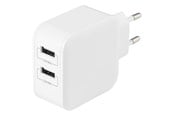 Mobile - Adapters & Chargers - Deltaco Wall charger with dual USB-A ports 4.8 A. - USB-AC175