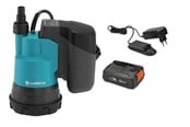Dränk/Tryckpumpe - Gardena Dränkbar pump för rent vatten 2000/2 18V P4A, Komplett set - 14600-20