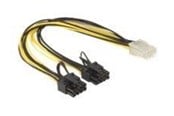 Strömkabel (intern) - DeLOCK power cable - 8 pin PCIe power (6+2) to 6 pin PCIe power - 30 cm - 83433