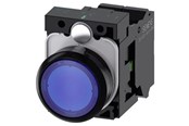 Tryckknappar och signalenheter - Siemens Illuminated pushbutton 22 mm round plastic blue pushbutton flat momentary contact type with holder 1 no led module with integrated led 24 v ac/dc spring-type terminal - 3SU1102-0AB50-3BA0