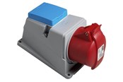 Olika elektriska produkter - ABB Surface socket-outlet with dk-outlet 3p+n+e 16a 250vac ip44 clock position of grounding contact 6 hour color code red - 2CMA105921R1000