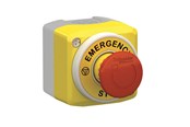 Tryckknappar och signalenheter - Schneider Electric Emergency stop control station marked with iec symbols ø40 mm emergency stop and build-in led with 2 colors (red/white) 2xnc + 1xno 24v - XALK178W3B140G