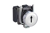 Tryckknappar och signalenheter - Schneider Electric Harmony push button complete with spring return and flat touch surface in white with black arrow 1xno xb4ba3341 - XB4BA3341
