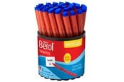 Skriv- och ritverktyg - Berol Handwriting Pens | rund form | tvättbart blått bläck | färgglada skaft | burk med 42 stycken - 2066665