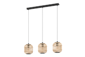 Lampor - EGLO BORDESLEY pendlande belysning - svart/natur - 43217