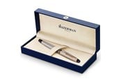 Skriv- och ritverktyg - Waterman Expert Rollerball Penna | Rostfritt stål med 23k guldkant | Fin punkt | Svart bläck | Presentförpackning - S0951980