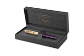 Skriv- och ritverktyg - Parker 51 reservoarpenna | Lyxig plommonfärgad cylinder med gulddetaljer | Fin 18K guldspett med svart bläckpatron | Presentförpackning - 2123516