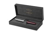 Skriv- och ritverktyg - Parker PARKER Sonnet reservoarpenna | Förstklassig metall och röd satinfinish med kromdetaljer | Fin 18K guldspett med svart bläckpatron | Presentförpackning - 2119650
