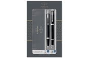 Skriv- och ritverktyg - Parker Park IM Double Set med reservoarpenna och penna med svart lack med kromdetaljer, medium spets med blått bläck, presentset - 2093215