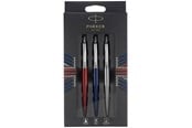 Skriv- och ritverktyg - Parker Jotter London Trio Discovery Pack: Kulspetspenna (Royal Blue), Jelly Pen (Kensington Red) och Pin Pencil (rostfritt stål) - 2032740