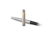 Skriv- och ritverktyg - Parker Jotter reservoarpenna | Rostfritt stål med gulddetaljer | Blått bläck med medium spets | Inkluderar presentförpackning - 2030948