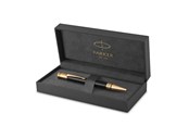 Skriv- och ritverktyg - Parker Duofold kulspetspenna | Klassisk svart med gulddetaljer | Svart bläckpatron med medium spets | Presentförpackning av hög kvalitet - 1931386