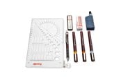 Skriv- och ritverktyg - Rotring rOtring Isograph Fineliner Penna & Penna College Set | 3 tekniska pennor (0,20 mm, 0,40 mm, 0,60 mm) och mekanisk penna (0,5 mm) + tillbehör - S0699390