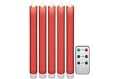 Lampor - Goobay Set of 5 red LED real wax rod candles incl. remot - 4040849539435