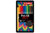 Skriv- och ritverktyg - STABILO  Pen 68 Arty metal tin of 10 colors - 6810-6
