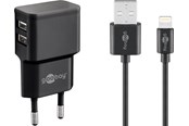 Mobile - Adapters & Chargers - Pro Dual Apple Lightning charger set 2.4 A black 1 m - 4040849449956