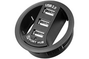 USB Hub - Pro 3 port USB 2.0 Hi Speed In-Desk HUB black - to be USB Hub - USB 2.0 - 3 porte - Svart - 4040849938931
