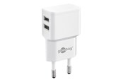 Mobile - Adapters & Chargers - Goobay Dual USB charger 2.4 A (12W) white - 44952