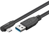 USB-kabel - Pro USB-A <-> USB-C - 90° - 2m - USB 3.2 Gen 1 - Svart - PUSB3.2G1-AC-1x90-BLK-2M