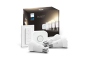 Smarta Hem - Philips Hue White startpaket – 3x E27 A60-lampor + dimmerbrytare + Hue Bridge - 929002469204