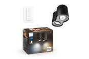 Smarta Hem - Philips Hue Pillar Dubbel Spotlight - Svart - Med Dimmer Switch - 929003811401