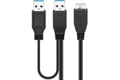 USB-kabel - Pro USB 3.0 dual power SuperSpeed cable Black - 4040849957468