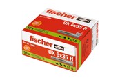 Spikar & Skruvar - Fischer Universal plug UX 6 x 35 R with rim in carton (50 pcs.) - 77889