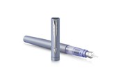 Skriv- och ritverktyg - Parker Vector XL reservoarpenna | Metallisk silverblå lack på mässing | Medium spets med blått bläckfyllning | Presentförpackning - 2159745