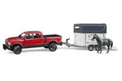 Leksaksbil - Bruder RAM 2500 Power Wagon with horse trailer and horse - 02501