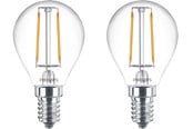 Glödlampor - Philips LED-glödlampa Classic Mini-ball 2W/827 (25W) Clear 2-pack E14 - 929001238698