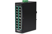 Switch - TRENDnet TI-PG160 16-Port Industrial Gigabit PoE+ DIN-Rail Switch - TI-PG160