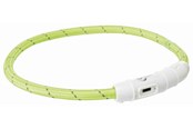 Hundar - Trixie Flash Light Ring USB Illuminated Dog Safety Collar Green Size M-L 7mm 45cm - TX12701