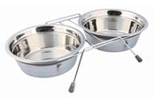 Hundar - Trixie Matskålset i rostfritt stål med skrammelskydd 2x 1.5L 21cm - TX25233