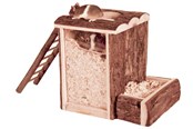 Gnagare - Trixie Play and Burrow Tower Bark Wood Small Animals 20x20x16cm - TX62001