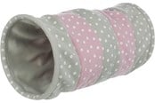 Katter - Trixie Playing tunnel fleece ø 25 × 50 cm light grey/pink - TX4291