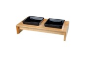 Hundar - Trixie Bowl set ceramic/wood 2 × 0.4 l/13 × 13 cm/36 × 7 × 19 cm black - TX24821