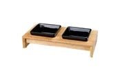 Hundar - Trixie Bowl set ceramic/wood 2 × 0.2 l/10 × 10 cm/28 × 5 × 15 cm black - TX24820