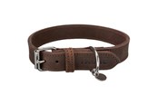 Hundar - Trixie Rustic fatleather collar L: 48–56 cm/30 mm dark brown - TX19008