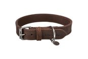 Hundar - Trixie Rustic fatleather collar M: 37–44 cm/25 mm dark brown - TX19006