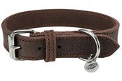 Hundar - Trixie Rustic fat leather collar S–M: 34–40 cm/25 mm dark brown - TX19005
