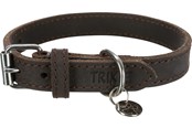 Hundar - Trixie Rustic fat leather collar XS–S: 27–34 cm/18 mm dark brown - TX19004