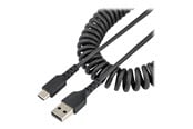 USB-kabel - StarTech.com 1m USB A to C Charging Cable Coiled Heavy Duty Fast Charge & Sync High Quality USB 2.0 A to USB Type-C Cable Rugged Aramid Fiber Durable Male to Male USB Cable - R2ACC-1M-USB-CABLE