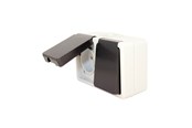 Switch-enheter - Gripo Socket double IP54 horizontal, Black/grey - 5709119079857