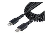 USB-kabel - StarTech.com USB C to Lightning Cable 1m (3ft) MFi Certified Coiled iPhone Charger Cable Black - RUSB2CLT1MBC