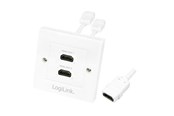 Nätverks tillbehör - LogiLink AH0015 HDMI wall plate 2-port with 2x HDMI-A cable F/F 4K/30 Hz white - AH0015