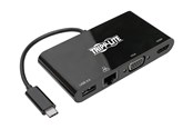 Dockning - Tripp Lite USB 3.1 Gen 1 USB-C Adapter Converter Thunderbolt 3 Compatible 4K @ 30Hz - HDMI VGA USB-A Hub Port and Gigabit Ethernet Black - docking station - USB-C 3.1 - VGA HDMI - GigE - U444-06N-HV4GUB