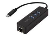 USB Hub - LogiLink USB 3.2 Gen 1 USB-C adapter to 1x RJ45 and 3x USB 3.0 USB Hub - 3 porte - Svart - UA0283
