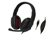 Hörlurar / Headset - LogiLink Stereo headset 1x USB-A plug boom microphone gaming black/red - HS0033