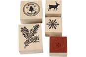Konst- och hantverksmaterial - Creativ Company Wooden Stamp Set Christmas 5pcs. - 27573